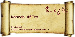 Kaszab Örs névjegykártya