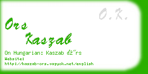ors kaszab business card